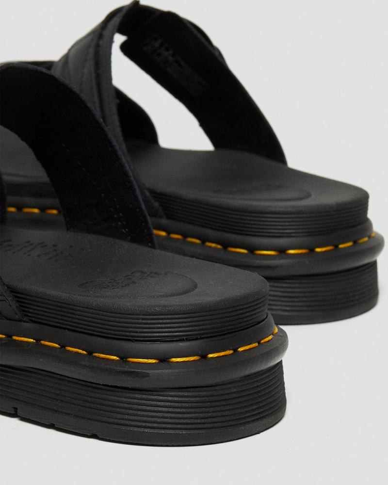 Women's Dr Martens Chilton Men's Leather Slide Sandals Black | AU 317ILH